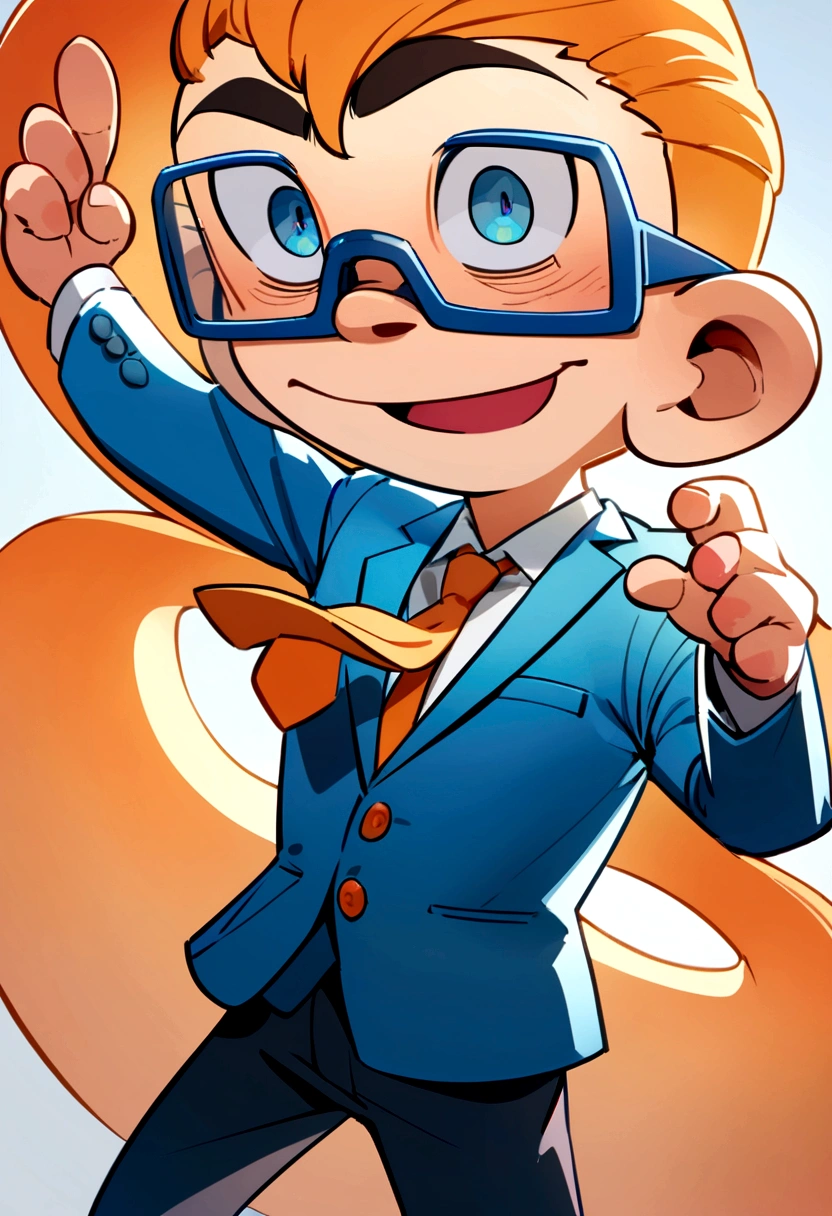 One wears blue glasses and an orange tie,Office worker man cartoon character, animated characters,
