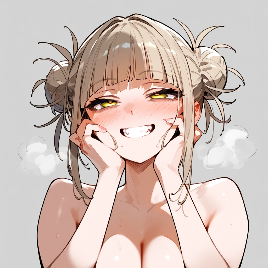 anime artwork, score_9, score_8_up, score_7_up, score_6_up, score_5_up, score_4_up, floox style //////Himiko toga, big breasts, she is 24 years old, style_3, ,giggling , , naked,, yellow eyes, , nude, grey background, ,, 1boy, , blush,  motion lines, , , smile, penis, light-skinned male, pov, tank top, paizuri, wet outfit, cum, sperm on tits, squeezed together breasts, wet top, nipples, open mouth, cum in mouth
