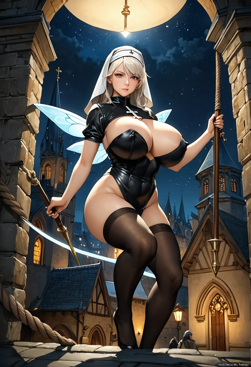 (masterpiece, Highest quality:1.3), lease, Seiken Densetsu 3, 1 Girl, (Upper Body:1.3), (View your viewers:1.3), (With a long spear, in a fighting pose:1.3), (Cinema Lighting, fairy tale, Realistic, dream-like, Enchanting atmosphere:1.5), (A fantastic and beautiful night sky, Medieval city at night, On the roof of the tower:1.5), elegant,Full color high quality Super huge breasts woman Black Stockings Updo prison Naked nun Photorealistic highest quality ,city,big breasts A naked policewoman with huge tied up with rope and big nipples Huge super busty girl Erect nipples, Naked Virgin Mary with large breasts in church