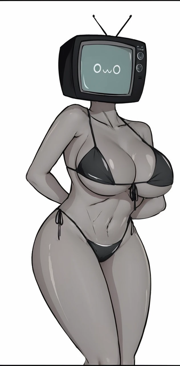 Without her black bikini, she is totally naked and an ant anywhere on her body but visible along with a new posture and a UwU face.