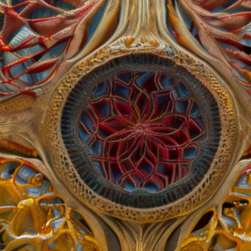 7+√(777×tan(7+7), mandala,dark red, pink flesh and coal black, organic matter, cellular colony, fractal,hyperdetailed, masterpiece, 3d modelling, deep,abstract art, digital art