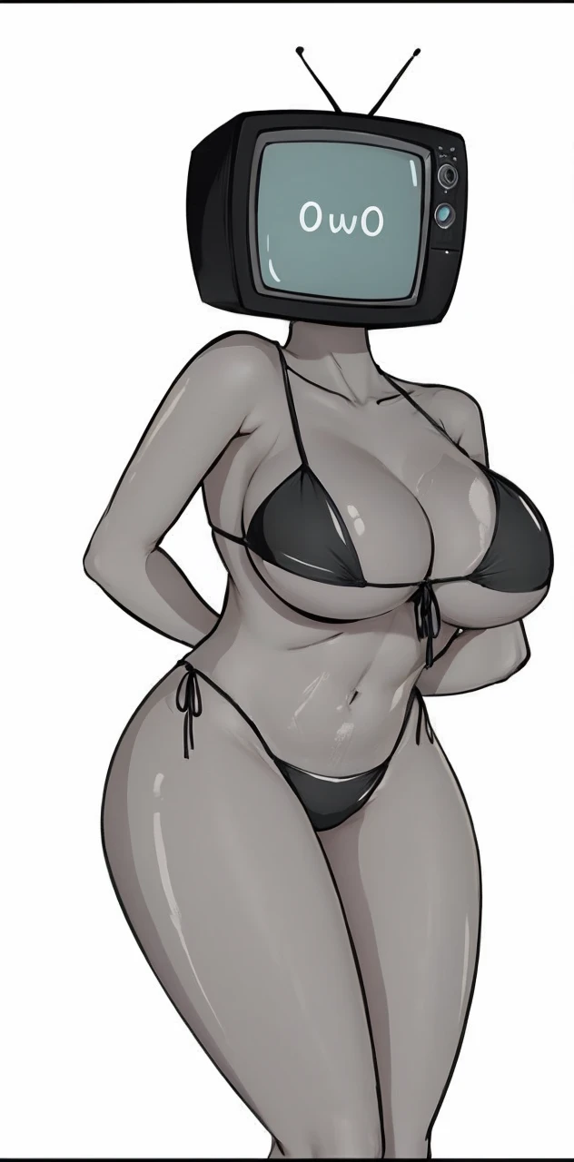 Without her black bikini, she is totally naked and an ant anywhere on her body but visible along with a new posture and a UwU face.