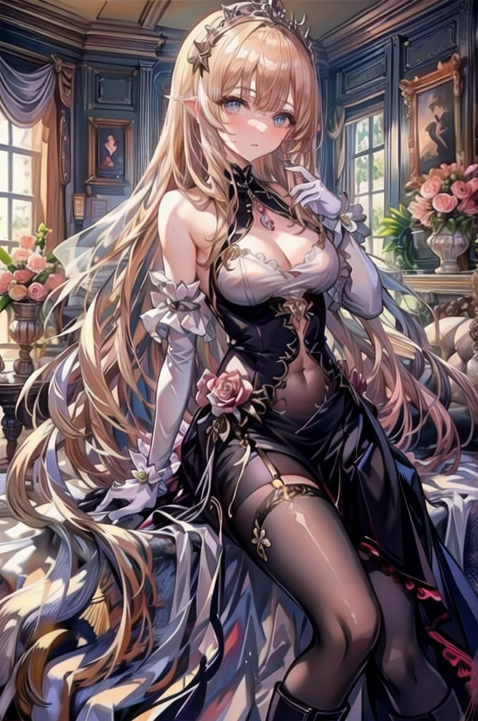 Frills sewn into many garments Panier Berry Long Skirt Illustration Style Anime Style Frowning Very small mouth Laugh shyly Kindergarteners Very short stature Baby Face beautiful girl Very cute clothes Very large breasts The chest is very distended Pink Cheeks In the city Princess Room Sleep in a cute frilly canopy bed Blonde long hair super curly hair Super long sideburns 濡れて透けたSee-throughの衣服 Shocking pink silk wedding dress with a wet and sheer turtleneck Princess Tiara A very long, shocking pink silk skirt that becomes transparent when wet Wet and see-through pearl white silk tights Wet and see-through pearl white silk innerwear Metallic luster The outfit is adorned with a ton of hot pink silk ribbons. Wet with rain Wet and see-through pearl white extra long silk gloves See-through when wet、Hot pink silk pantyhose with delicate embroidery silk garter belt Pathetic clear Big eyes Droopy eyes Shocking Pink Rouge Extra long white leather boots White silk bodysuit that becomes transparent when wet See-through Clothes that become transparent in the rain Clothes are wet with sweat and transparent