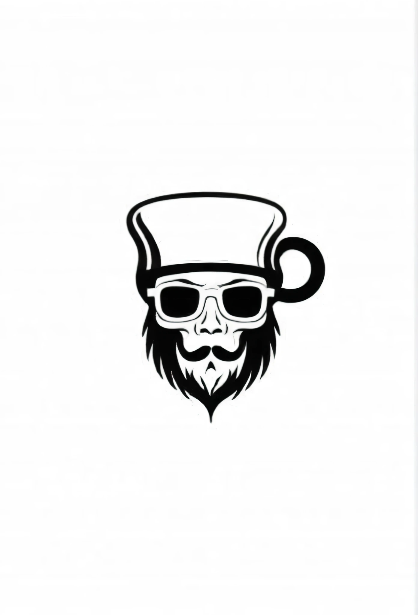A stylish pirate-themed cafe logo A drink in a cafe mug Something that reminds you of pirates in your mind Squid, Very cool, chic and modern design on white background