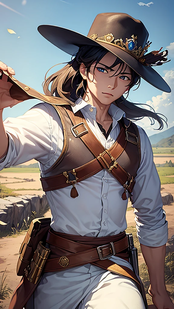 (masterpiece、Highest quality: 1.2)、Cowboy Shot、solo、Male Focus、, (1 Male:1.2)、Royal Family、Royal Family、Cavalry Guarden's short hair hairstyles、have power、Put on your armor、Holding a sword in his hand、Aggressive、Handsome man、myth、Powerful、tyranny、master-piece,hyper quality, hyper detailed,perfect drawing,solo,(8K、Highest quality、masterpiece:1.2)、(Full Body Shot:1.5)、Highest quality、high detail、The whole body is shown、(Strong eyes) 、 Hair Detail、Delicate full-body depiction, Delicate facial depiction, Highest quality, High resolution、(masterpiece:1.2), (Highest quality:1.2), (Highest quality), (Super detailed), (Best illustrations), (Photorealistic:1.4), Realistic human skin, 超High resolution, 8K,Wide-open eyes、Beautiful Eyes、double eyelid、Double eyelids、Beautiful nose、