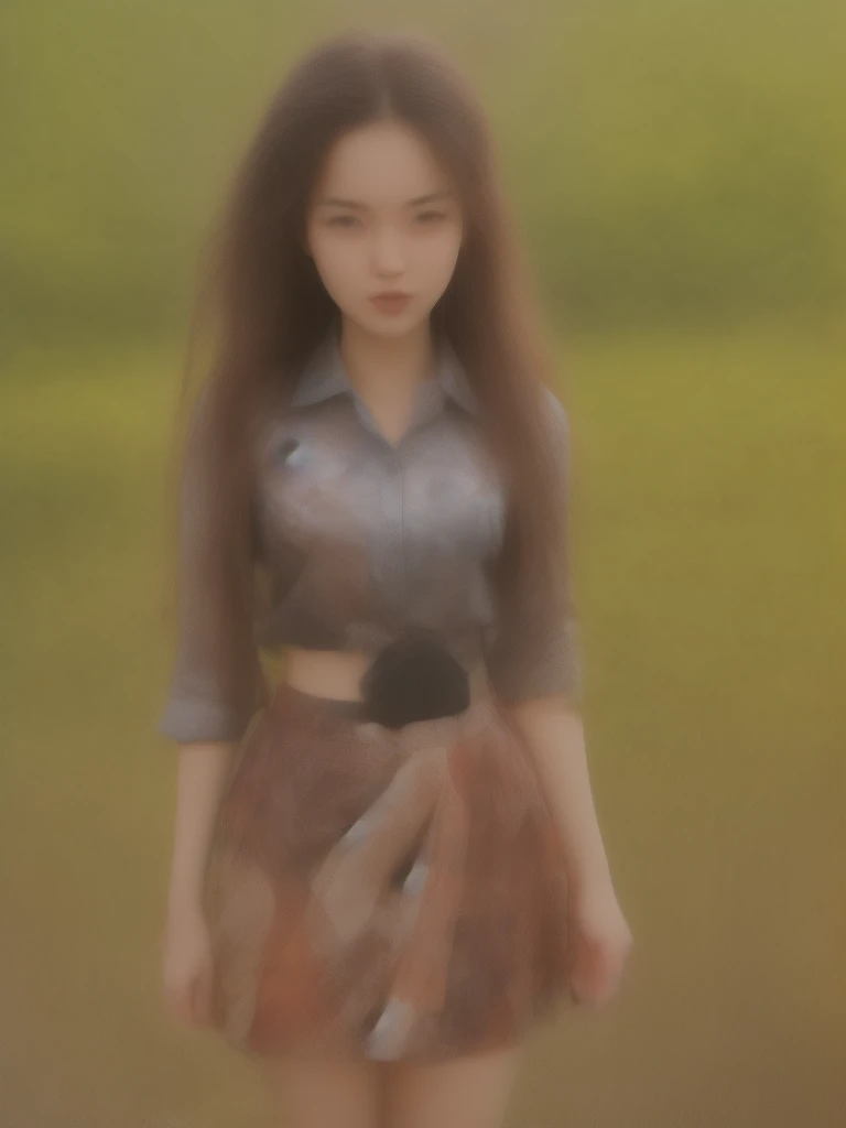 1 woman, 22yo, realistic, masterpiece, high detailed skin, looking at viewer, full body shot, scenic view, long hair, black hair
print shirt, print skirt