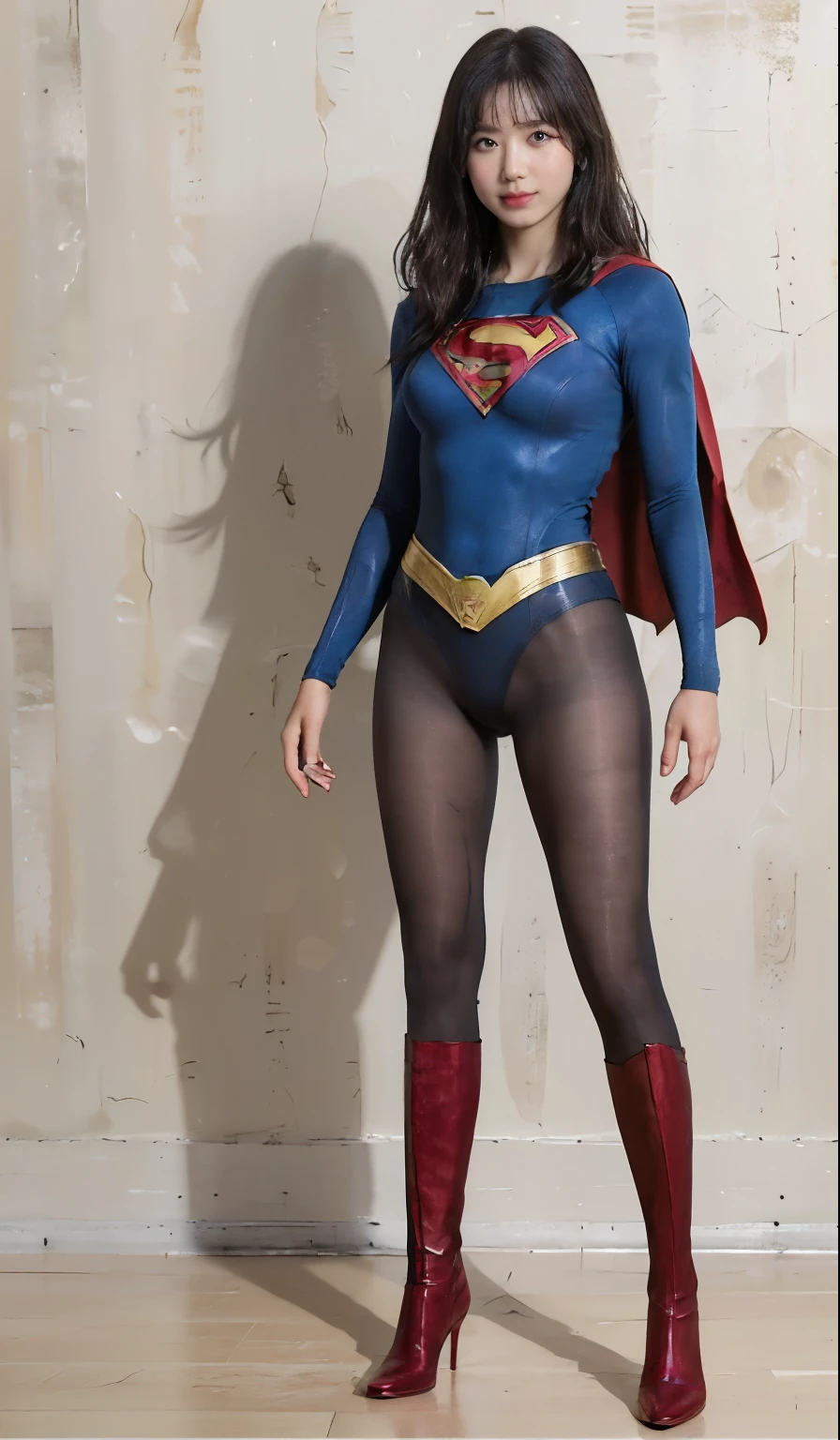 No background、(((Sweating profusely))).(((Beautiful legs in black tights.)))、(((Legally express the beauty of your smile)))、((((Make the most of your original images)))、(((体にぴったりフィットするSupergirl Costume)))、(((Supergirl Costume)))、(((short and beautiful hair)))、(((suffering)))、(((Please wear black tights....、Wear red boots)))、((Best image quality、8K))、((Highest quality、8K、masterpiece:1.3))、(((Preserve background )))、Sharp focus:1.2、Beautiful woman with perfect figure:1.4、Slim Abs:1.2、Wet body:1.5、Highly detailed face and skin texture、8K