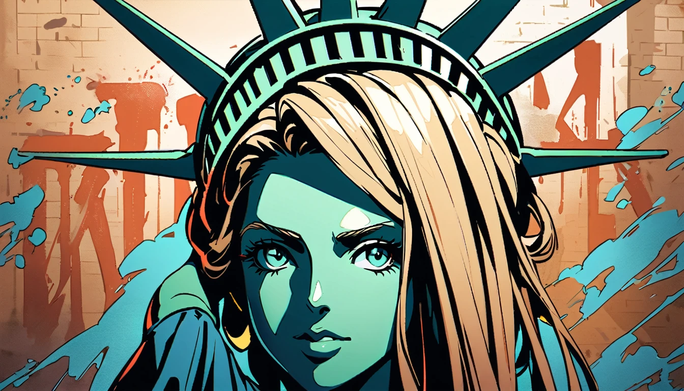 graffiti famous spray art The statue of Liberty,