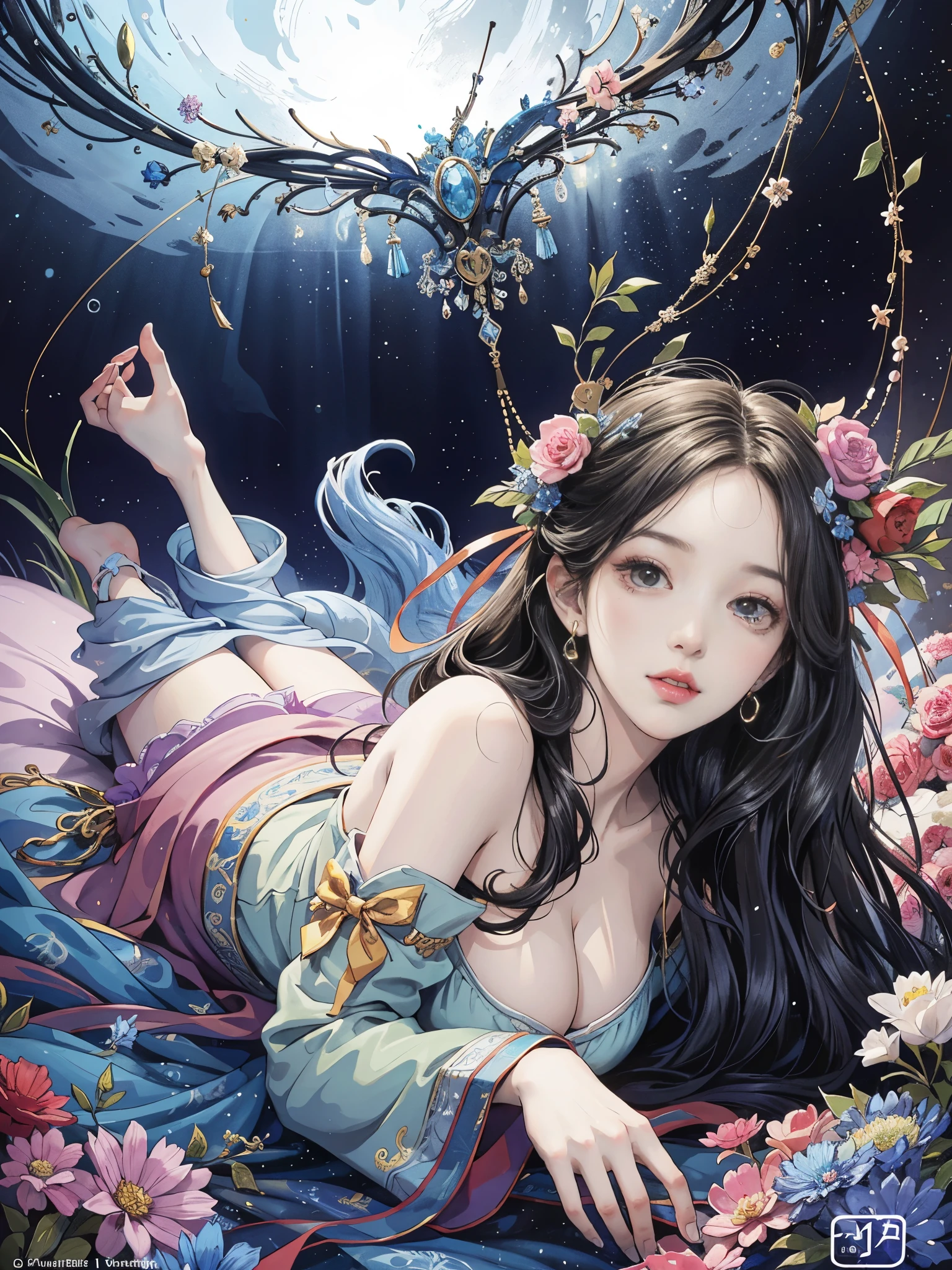 Full body beauty crawling on the bed，（tmasterpiece，top-quality，Best quality at best，offcial art，Beautiful and beautiful：1.2），（1 plump girl），The content is very detailed，Colorful，The most detailed，offcial art，Unity8k wallpaper，ultra - detailed，Beautiful and beautiful，Big breasts are beautiful，tmasterpiece，Best quality at best，（tangled，datura，Tangles，entangled），divinelight，artistically，Flash drawing，PerfectNwsjMajic