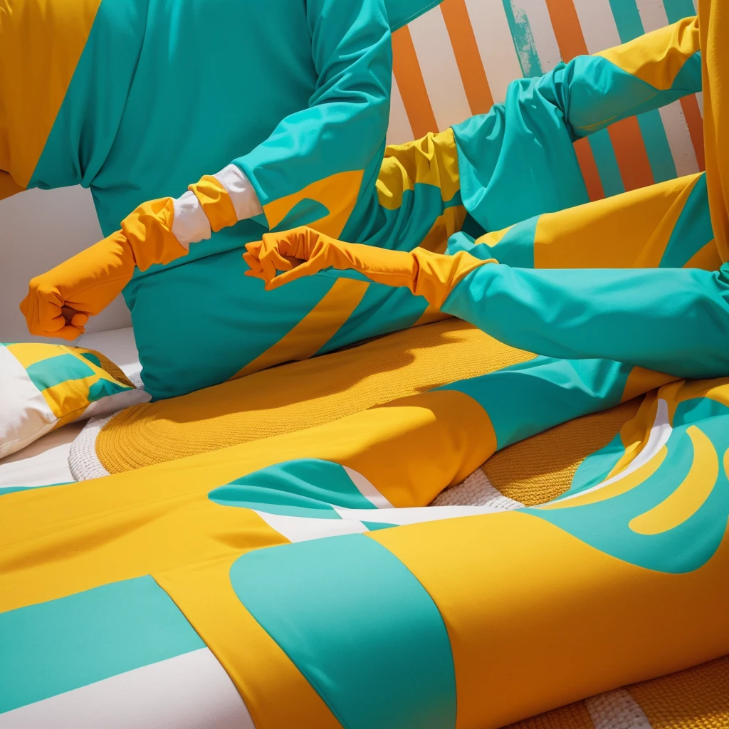 Use a bright, lively color palette with yellows, oranges and a touch of turquoise or blue to create a visually attractive and energetic contrast.
