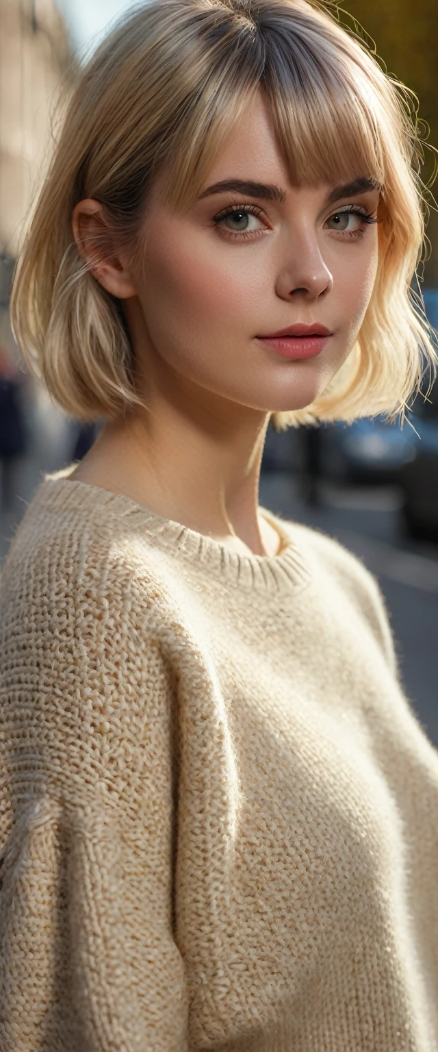 1 girl, Youngh, close up, (beautiful girl, make up), (age 25), (glad, light blonde body hair, body hair , parted bangs, london, england, twilight:1.2), , High definition, Lens flare, knitted sweater, pleatedskirt, and moccasins, gazing at viewer, (CRU photo, cg unity, fot, ultra realisitic details, sharp focus, skin detailed,4K, high resolution, work of art, best qualityer:1.1), (realisitic, photo-realisitic:1.37) (8K,4K, UHigh definition, high resolution, proffesional, cinematic, film, dramatic, noise), (detailed back ground:1.25), anamorphic bokeh depth of field blur background, photo, 3d render
