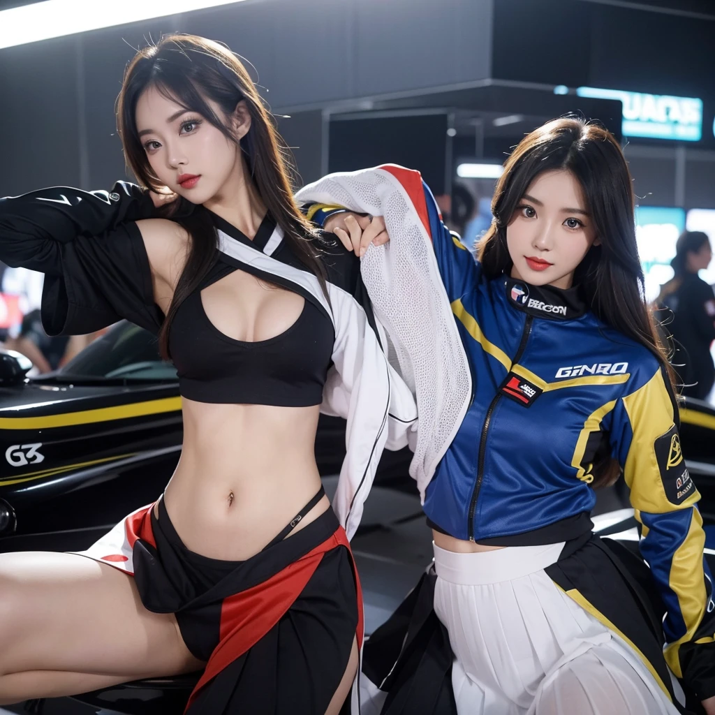 Cool woman、Colorful costumes、F1 Driver Cosplay、Colorful costumes、Clothing with company logo、Grid Girlsのカラフルで派手な衣装、Grid Girls、Perfect Face、Paddock Girls、Harem、motor Show、tights、Bodycon Costumes、Grid Girls、Russia、Grid Girlsのコスプレ、belly button、Pleated skirt、Bodycon Costumes、Photographed in a sexy pose