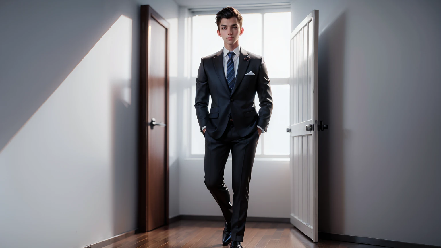 full body standing pose a young man, handsome, businessman suit, entrepreneur man, white background, simple white background,