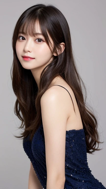 Highest quality, shape, Very detailed, finely, High resolution, 8k wallpaper, 完璧なダイナミックな構shape, finelyて美しい目, Natural Lip, Random sexy poses,RAW Photos,cute,smile、Cabaret Dresses、Long Hair、Curly Hair、backstyle