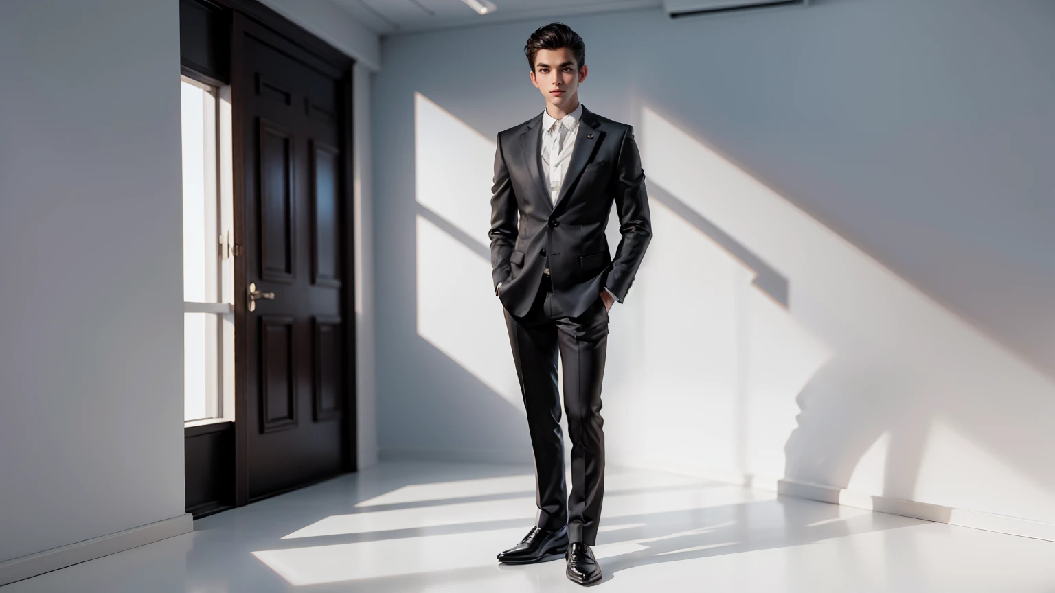 full body standing pose a young man, handsome, businessman suit, entrepreneur man, white background, simple white background,