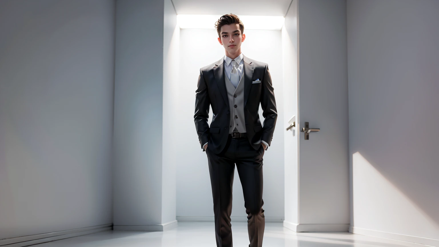 full body standing pose a young man, handsome, businessman suit, entrepreneur man, white background, simple white background,