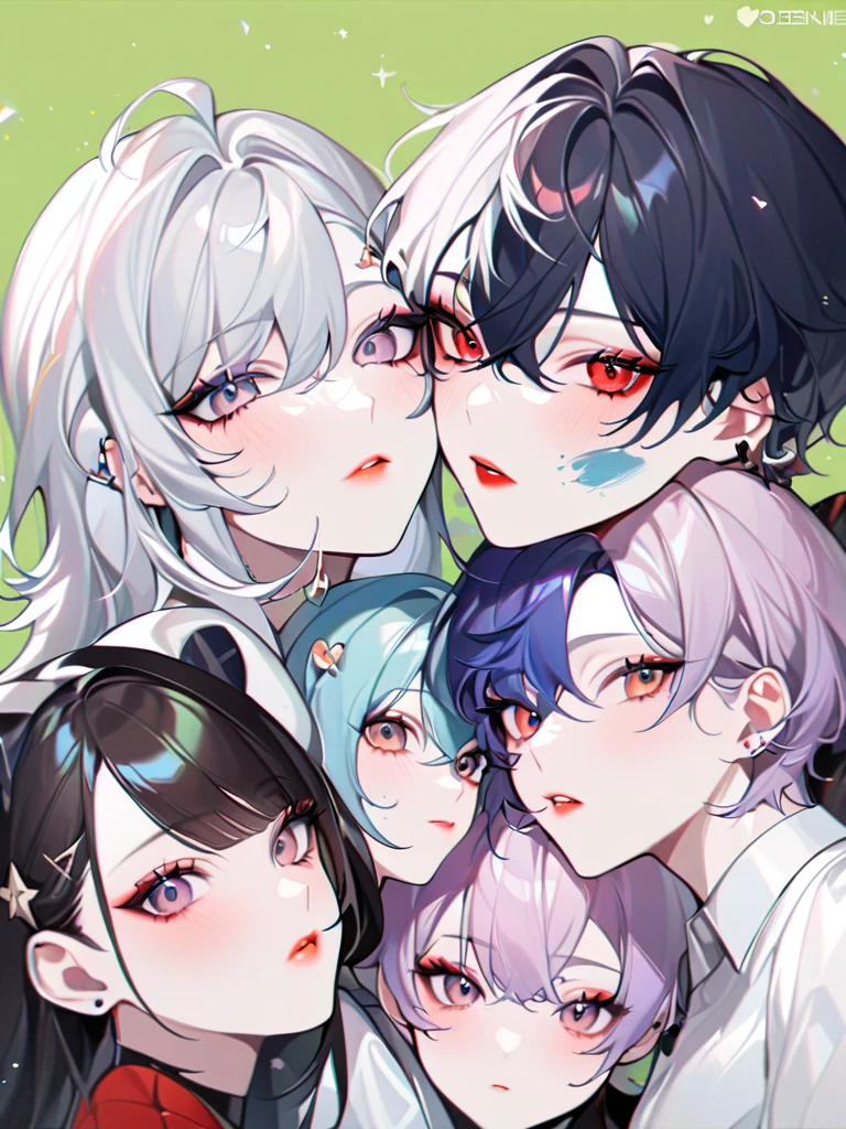 They pose for a photo with painted faces, they both have red lips, Nixeu und Sakimichan, Jimin|full lips, Taejune Kim, ulzzang, jinyoung shin, leaked image, jung jaehyun, inspired by Bálint Kiss, Korean artist, Kissing us together beautifully, jossi de blackpink