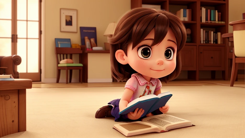 Little girl reading a book