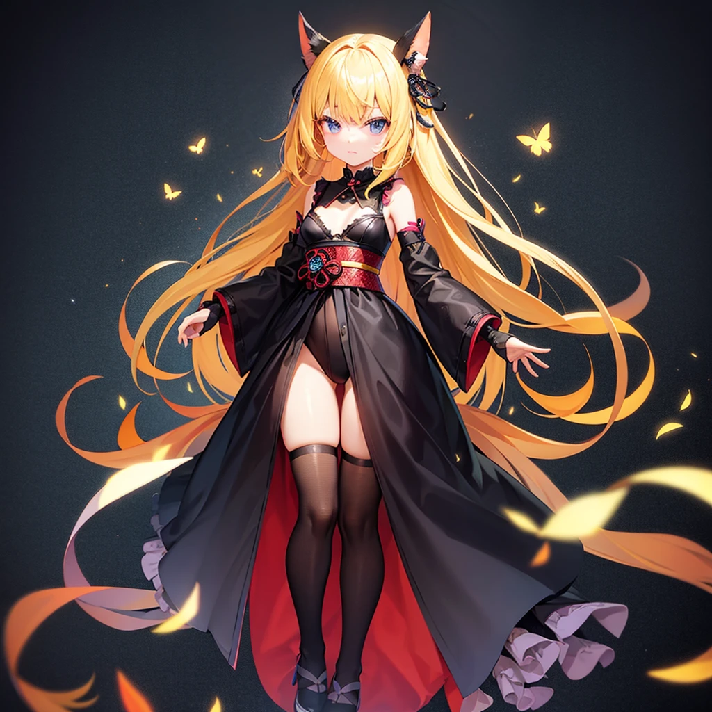 (Japanese style goth loli),(Revealing clothing),Cute little ,Tiny ,Small girl,,Childish face, Very fine clean face,Top quality,Straight Hair,Yellow hair,(Dark Room), Subtle light, Natural light,Soft lighting,Light from directly behind, (Are standing),Front view,Black background