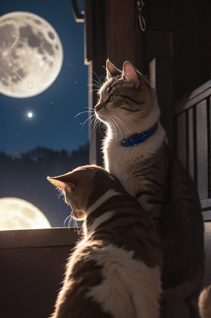 Cat on a full moon night