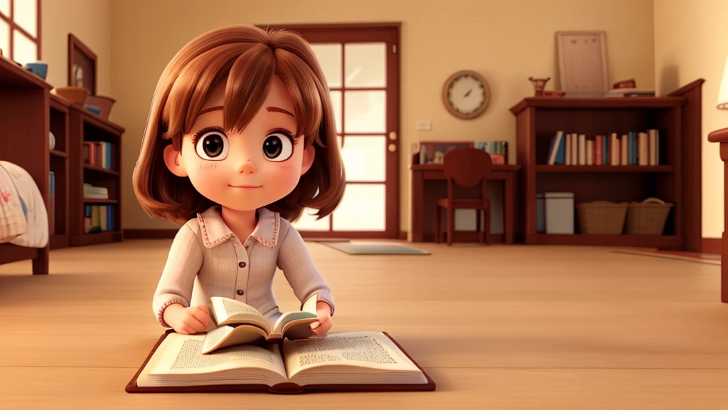 Little girl reading a book