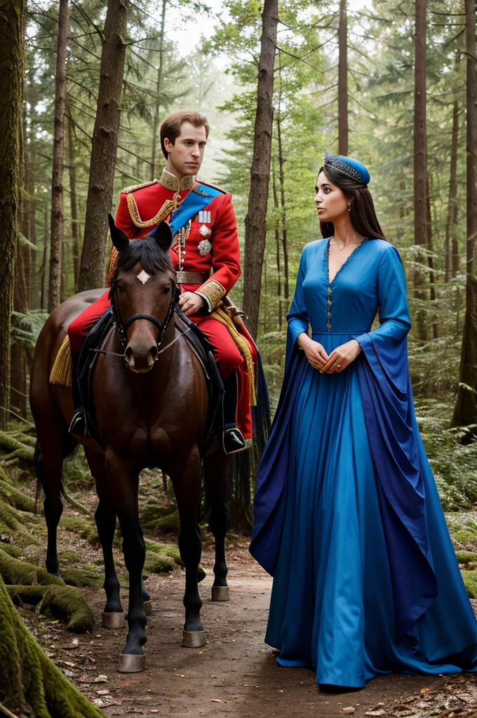 Royal prince and princess on forest