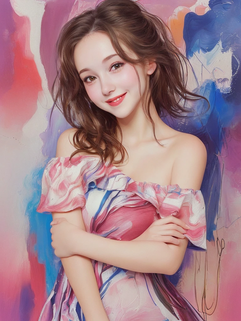 (masterpiece, Highest quality:1.2), (High resolution, Abstract:1.1), Super detailed, One girl, Cute pose, camisole, Off the shoulder, Part your lips, smile, blush
