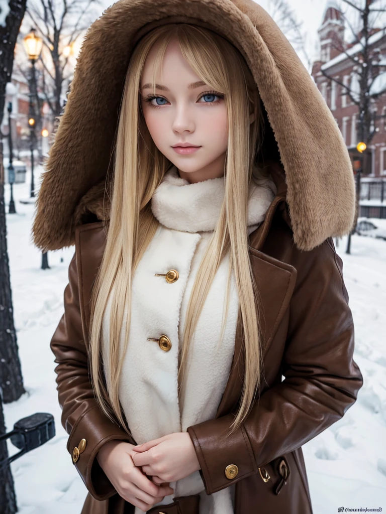 (best quality), 1girl, russian, female, porcelain skin, blonde hair, straight hair, medium hair, swoopy tips, brown eyes, perfect eyes, slender, ushanka hat, coat, fully clothed, small bust, shy, masterpiece, anatomically correct, highres
