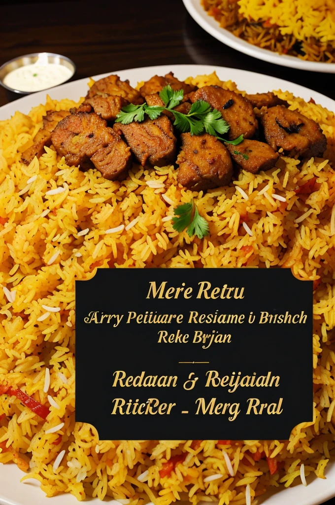 Make a cool menu of restaurant in which there's written Hyderabadi briyani 