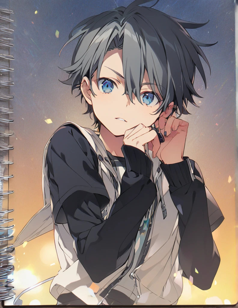 Middle school boy Grey ポニーテールヘア