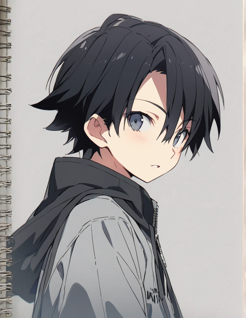 Middle school boy Grey ポニーテールヘア