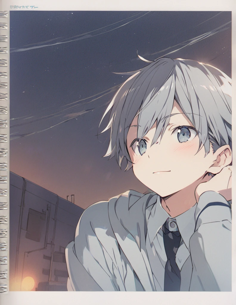 Middle school boy Grey ポニーテールヘア