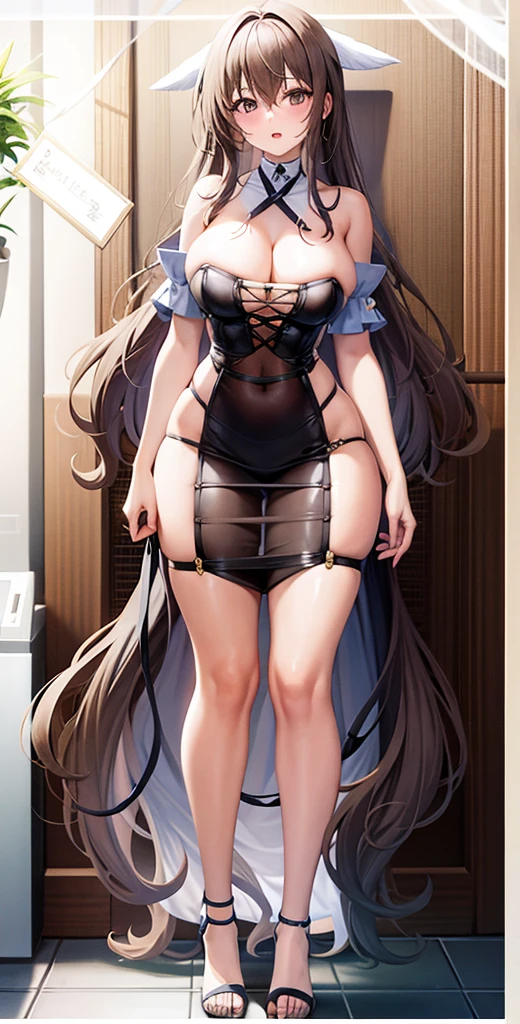 girl,Large Breasts,long hair,Topless,Bow,