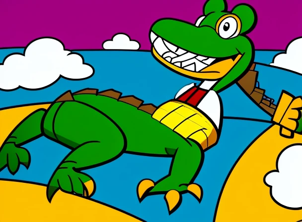 Wally Gator passed out falling asleep on sky, Hanna-Barbera Style