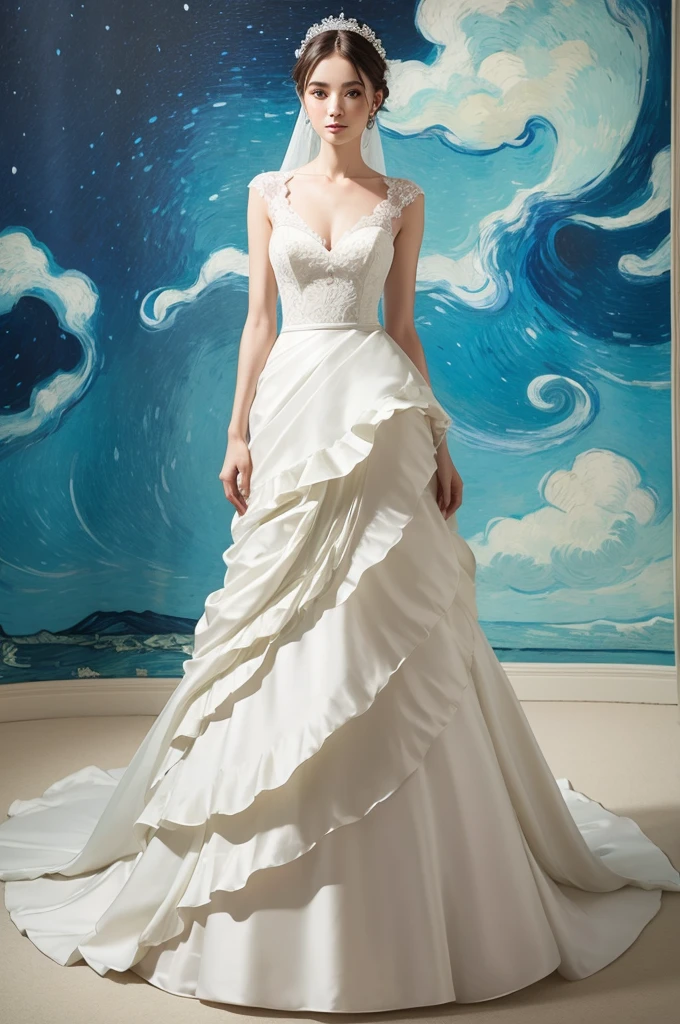 Wedding dress inspired by van gogh&#39;s starry night
