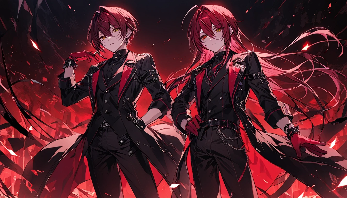 Ren Amamiya, Black coat, Black trousers, Black Shirt, Red gloves, Cowboy Shot