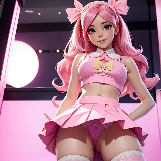 Belle delphine showing off her pink panties by lifting her skirt up