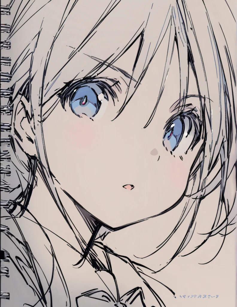 Blue-eyed junior high school girl ピンク色のshort bob sketch