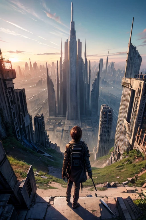 Highest quality、A ruined futuristic city、dim、Surrealism