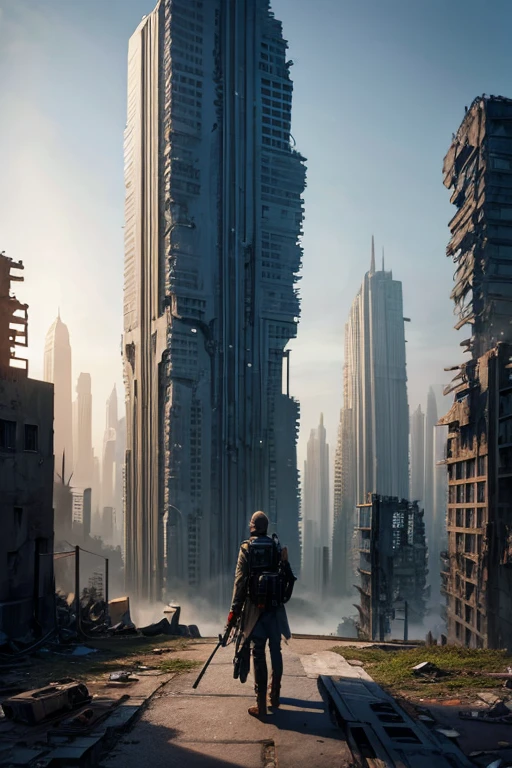 Highest quality、A ruined futuristic city、dim、Surrealism
