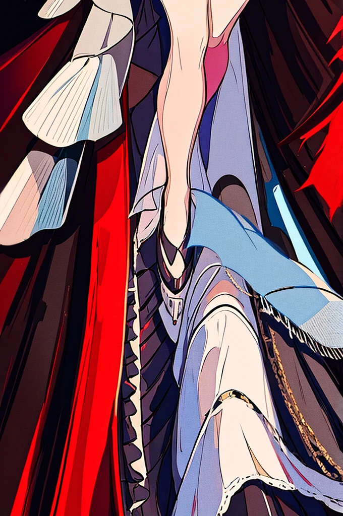a beautiful girl with red hair wearing a black dress, detailed facial features, bob haircut, full body illustration, woman wearing a long black and red coat, solo character, white background, anime style, highly detailed, photorealistic, 8k, best quality, masterpiece, blue eyes, short hair