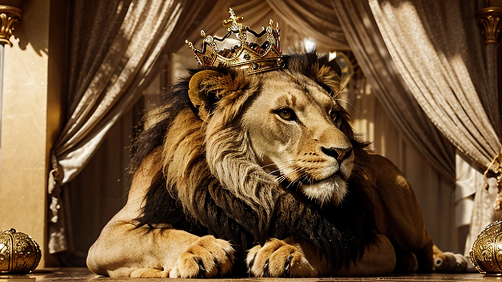 create a logo depicting a lion with a crown. PNG image without background
