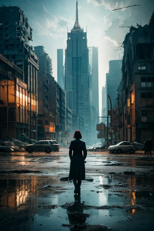 Highest quality、A ruined futuristic city、dim、Surrealism