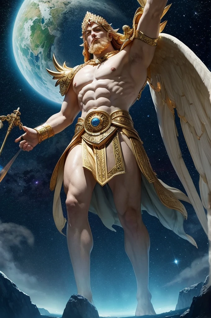 Of course, here’s the English prompt for that scenario:
A celestial realm where gods reside, with a majestic giant deity standing with arms outstretched in a mystical space.
If you need any adjustments or additional elements, just let me know!