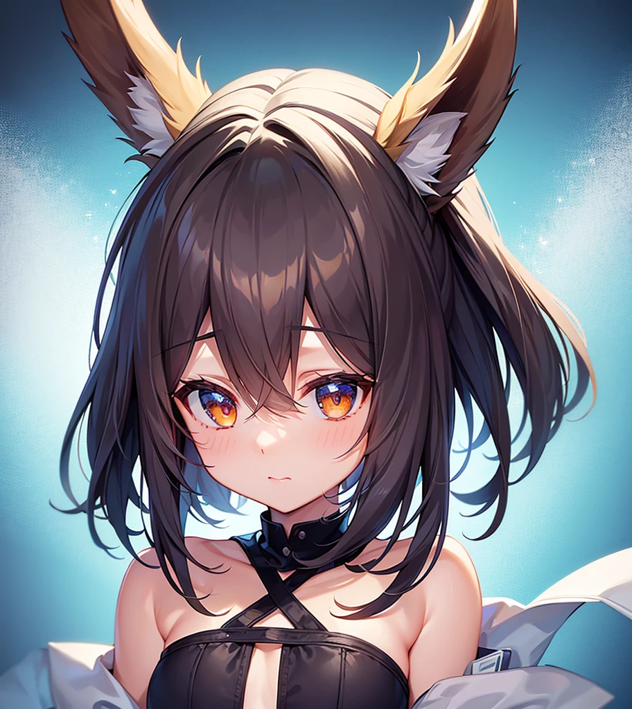 (Bunny girl),Cute little ,Tiny ,Small girl,,Childish face, Very fine clean face,Top quality,(Dark Room), Subtle light, Natural light,Soft lighting,Light from directly behind, (Are standing),With bust up,Front view,Black background