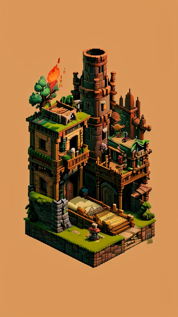 Wide pixel game，（Pixel art：1.4），Q version《Dungeons＆Dragons》，pay，wood，purely，procedure，wasteland，（Hungry Fat Dragon：1.4），（（Highest quality）），Ultra-fine，8K，Detailed，Acura