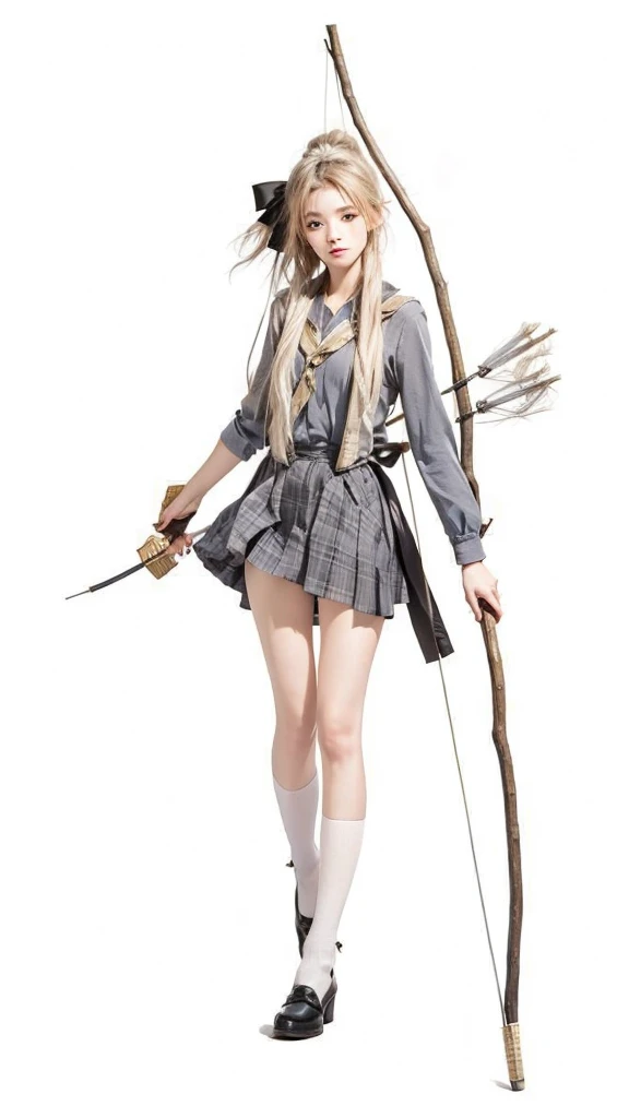 Head shot of a girl holding a bow,Realism,reality
