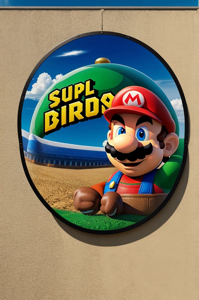 Mario Bros super cool realistic round banner 
