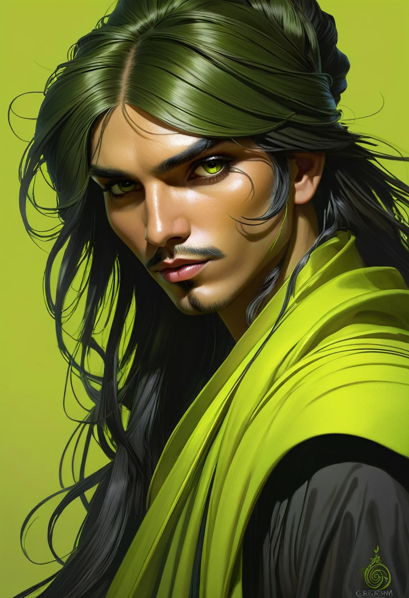 Chartreuse Gypsy, Safe From Harm, out of luck, Battle Without Honor Or Humanity, cynical, portrait, male, highly detailed, digital painting, artstation, concept art, smooth, sharp focus, illustration, cinematic lighting, art by artgerm and greg rutkowski and alphonse mucha