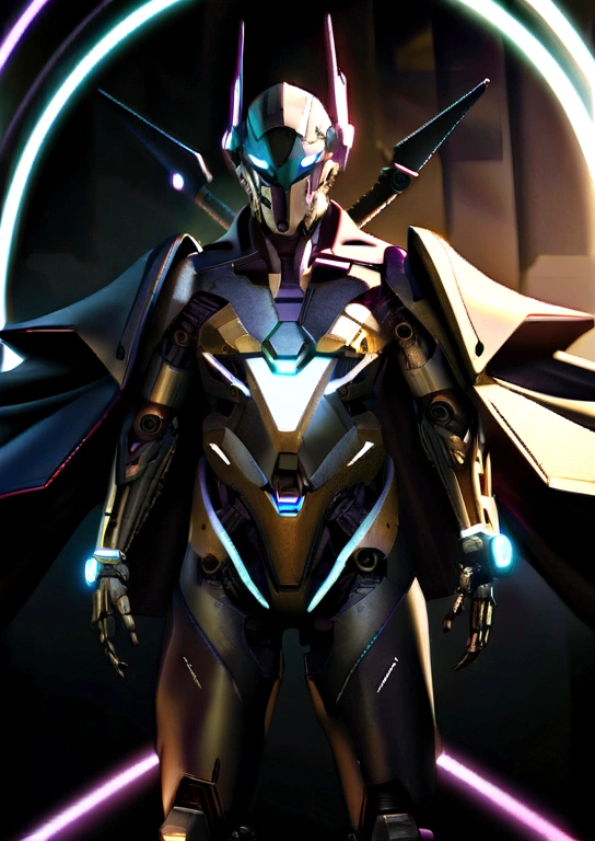 top-quality、​masterpiece、超A high resolution、(Photorealsitic:1.4)、Raw photo、Battle Cyborg Angel、large wings made of metal、White porcelain body、Acrylic Clear Cover、black  hair、glowy skin、1 Cyborg Girl、((super realistic details))、portlate、globalillumination、Shadow、octan render、8K、ultrasharp、character edge light, Details of complex ornaments、Giger Details、Hydraulic cylinder、Small LED lamp、highly intricate detail、Realistic light、radiant eyes、Facing the camera、neon details、cowboy  shot、Futuristic headgear、About Cyberpunk, black themed, (cloaked:1.2)